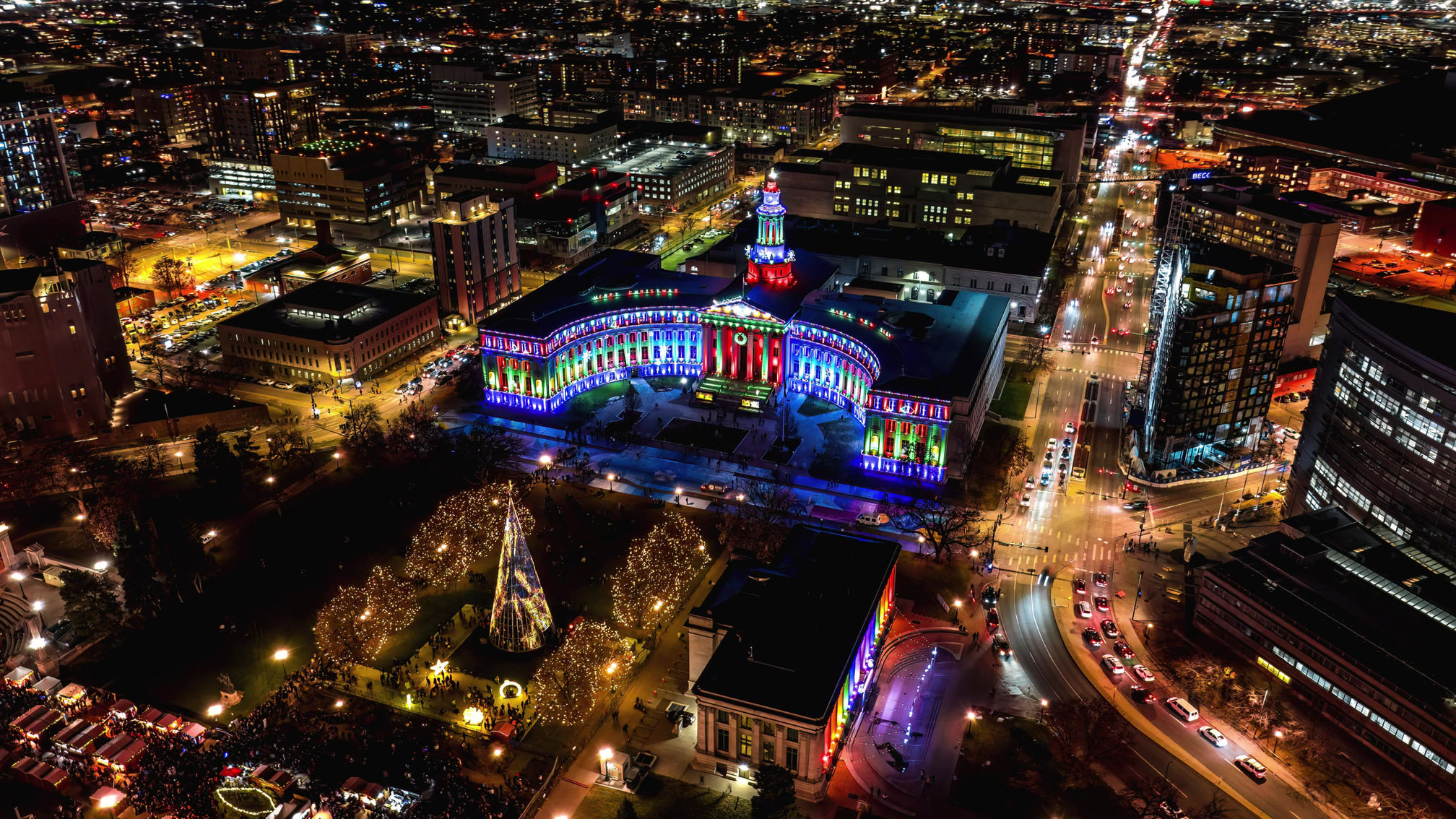 Denver Civic Center During Christmas